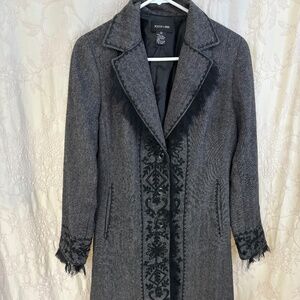 Focus 2000 Woman’s Button Closure Wool Blend Lace,  Embroidered, Coat Size 10